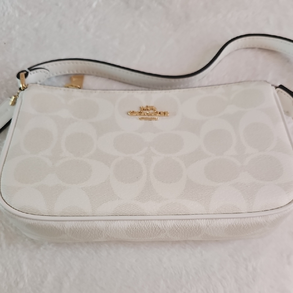 Coach Cream/White Signature Crossbody with Gold Hardware
